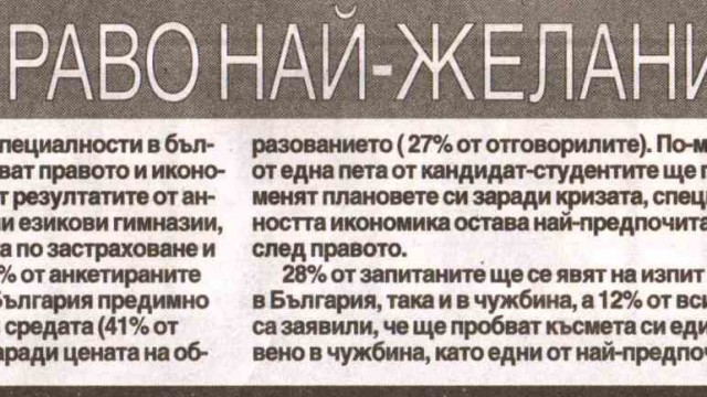 Икономика и право на-желани във Вузовете